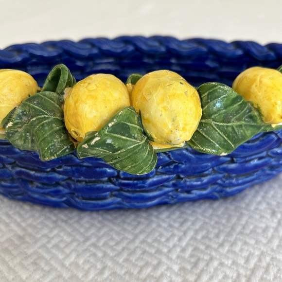 Italian Ceramic Basket Weave Lemon Basket - Picture 6 of 12